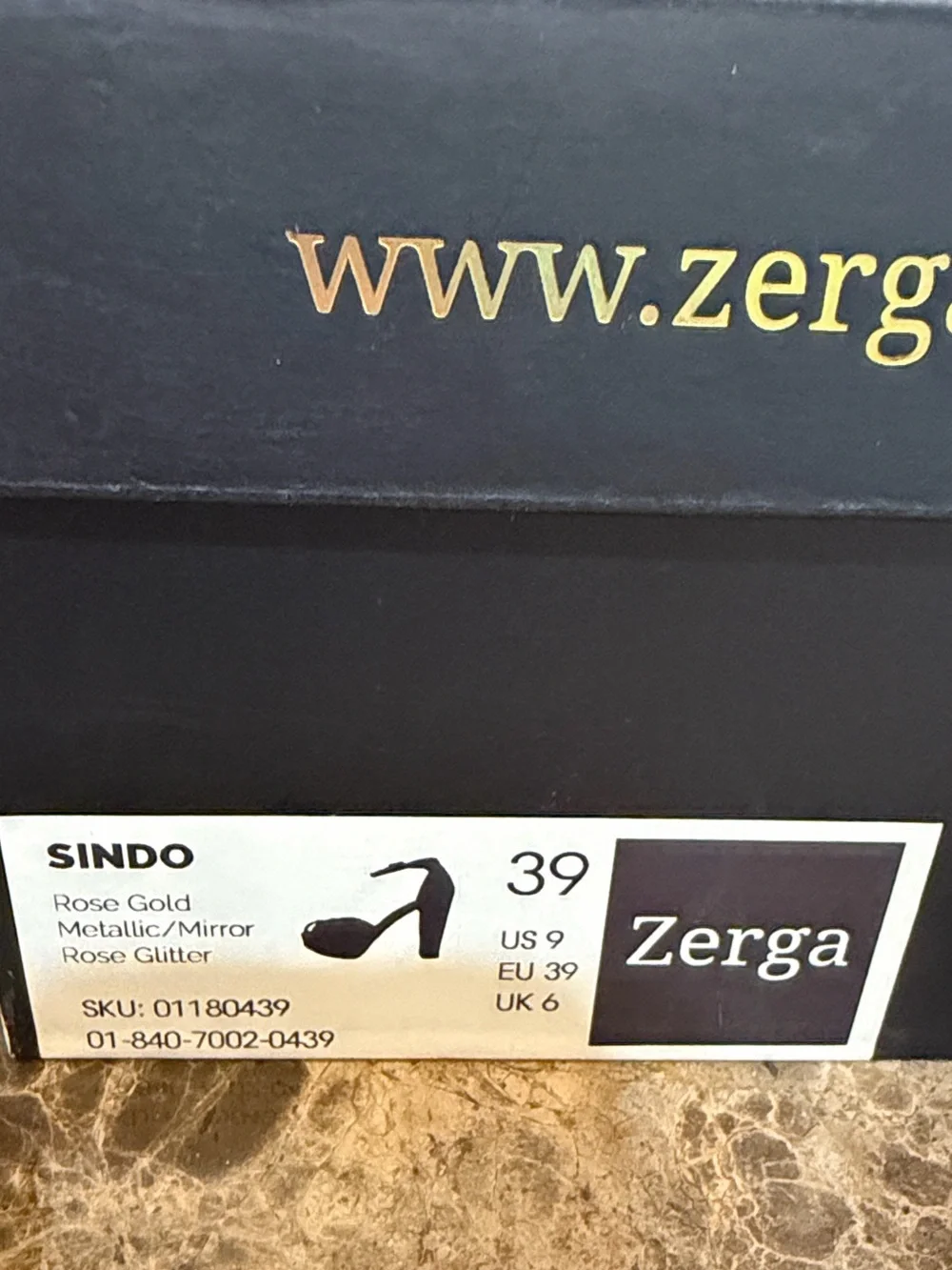 Zerga-“Sindo”- Rose Gold Metallic/Mirror Glitter Platform High Heel Sandals-Sz 9